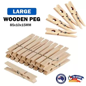 Large Wooden Clothes Pegs Pins Washing Line Hanging Photo Clips Laundry Clothes - Picture 1 of 11