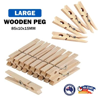 Large Wooden Clothes Pegs Pins Washing Line Hanging Photo Clips Laundry Clothes - image 1 of 4
