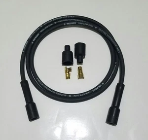 28" STRAIGHT UNIVERSAL BLACK SILICONE SPARK PLUG WIRE 7MM KIT SUPPRESSION CORE - Picture 1 of 2