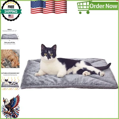 Cama autocalentable acolchada de piel sintética ThermaNAP para gatos y perros pequeños - gris Foto 1 de 4