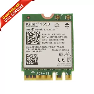 Dell Alienware 17 R5 Intel 9260NGW Killer 1550 Wireless Bluetooth Card 28V8D - Picture 1 of 2