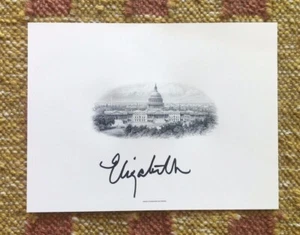 RARE Elizabeth Warren Signed Autograph Capital 6x8 Engraving USA 2020 EXACTPROOF - Picture 1 of 2