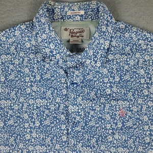 Camisa Penguin Para Hombre Talla Mediana Azul Floral Informal Abotonada Manga Corta - Imagen 1 de 7