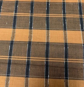 Plaid Orange Brown Cotton Fabric 39" x 32" Sewing Craft Quilting - Picture 1 of 4