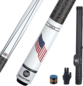 SHOOTERS Billiard Pool Cue Stick 2Piece 58” FastJoint Maple Wood w/American Flag - Picture 1 of 7