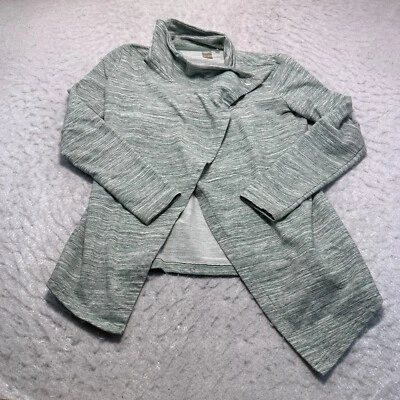 Danskin Terry Wrap Cardigan Sweater Heather Green Cowl Neck Womens Size Small S - Image 1 of 4