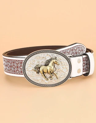 Cinturones de Cuero Piel Correa de Hebilla Blanco Para Mujer Cinturon Vaquero Foto 1 de 4