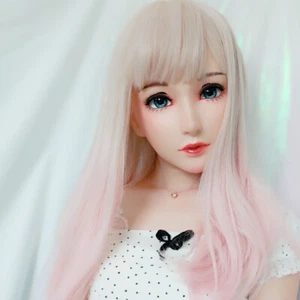 Doll Half Head Shell Headgear Anime Face With Hair For Cosplay Kigurumi Mask CD - Picture 1 of 5