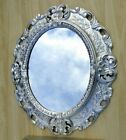 Lustro ścienne srebrne owalne barokowe antyczne 45x38 lustro łazienkowe przepyszne rokoko reprodukcja retro