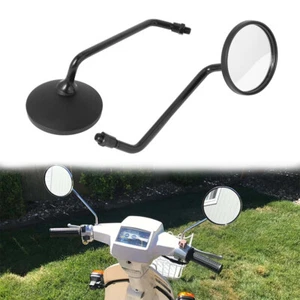 For Honda Harley Suzuki 10mm Black Motorcycle Classic Round Rearview Side Mirror - Picture 1 of 12