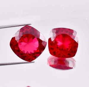 1 Pair Natural Mozambique Blood Red Ruby Cushion Loose Gemstone Certified - Picture 1 of 7
