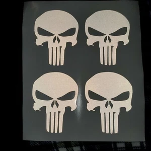 Punisher car truck auto vinyl decal Reflective White set of 4 new decals - Picture 1 of 2