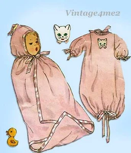 1950s Vintage Simplicity Sewing Pattern 1443 Easy Infant Layette Set w Boat App - Picture 1 of 6