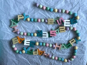 Easter garland wooden beads & Happy Easter letters 4 feet long FL2398 - Picture 1 of 5