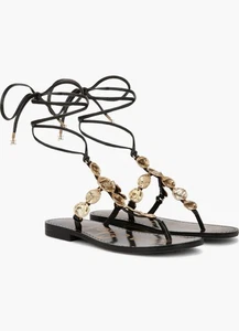 Sam Edelman Women's Deirdre Flat Sandal, Black Leather, Sz 7.5 - Picture 1 of 8
