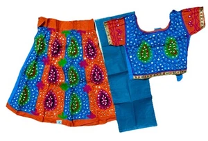 2-3 yr LEHENGA CHOLI LEHNGA GIRLS orange RAJASTHANI INDIA-NEW-3 PC-USA SHIP - Picture 1 of 8