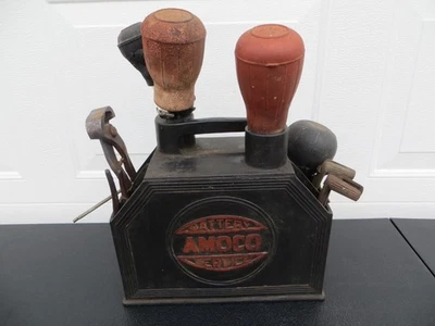 Caja de transporte de servicio de batería de goma dura automotriz vintage Amoco 1930’s-40’s c. Foto 1 de 4