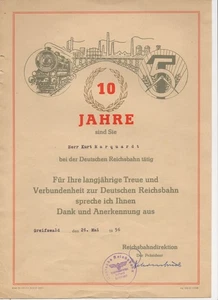 2 x Urkunde Deutsche Reichsbahn Greifswald Berlin 1956 1986 Treue Dienste - Bild 1 von 2