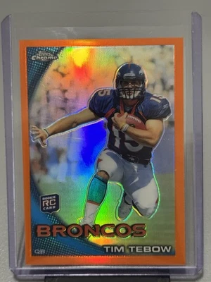 2010 Topps Chrome Orange Refractor #C100 Tim Tebow Rookie Card - Image 1 of 2