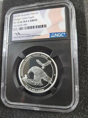 🌟 2018-P $100 Australia Wedge Tailed Eagle 1 oz Platinum NGC PF70 MERCANTI AUTO - Image 1 of 3