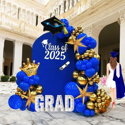 Kit Arco Guirnalda Globo Graduación Azul Real y Dorado, 105 Piezas, Clase de 2025 Foto 1 de 4