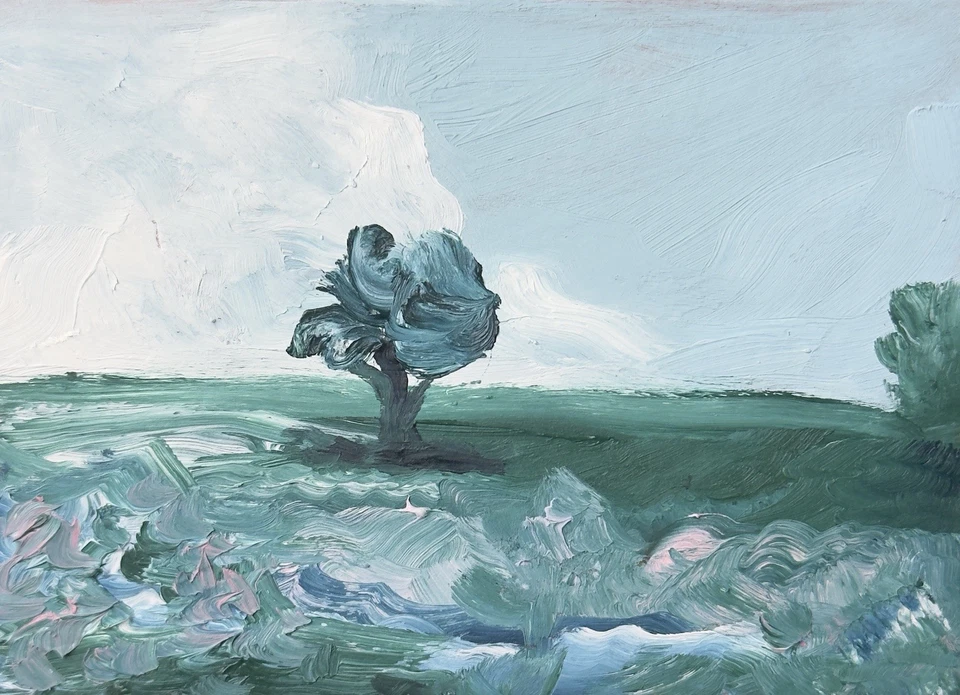 ACEO Original Pintura al Óleo Paisaje ATC Arte Tarjeta Naturaleza Abstracto por Emmer Plaxe Foto 1 de 1