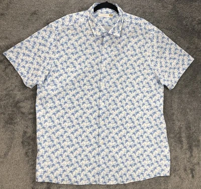 Camisa Hart Schaffner Marx Para Hombres XL Estampado de Palmera Seersucker Abotonada Playa Foto 1 de 4