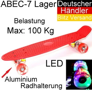 LED 22" Mini Skateboard Fun Penny Board Pennyboard 57 cm bis 100 kg Rot - Bild 1 von 1
