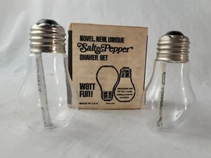 Vintage Glass Light Bulb Salt and Pepper Shakers Watt Fun USA TWA-15X NOS - Picture 1 of 5
