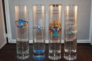 Vintage Souvenir TALL GLASS Rollercoaster set of 4 BEAST KRAKEN NITRO KENNYWOOD - Picture 1 of 1