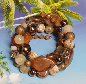 Coil Bracelet with Semi Precious Stones, Glass and Acrylic Beads - Picture 1 of 14