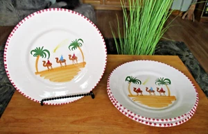 3 Eddie Bauer Wise Men Christmas 9 3/4" Dinner Plates Lamas Italy NEW! - Picture 1 of 3
