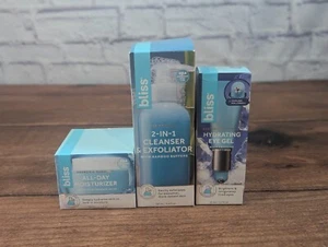 NEW Bliss Spa All Day Moisturizer 2 in 1 Cleanser & Exfoliator Hydrating Eye Gel - Picture 1 of 4