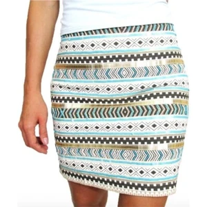 Chelsea & Violet Mini Skirt Aztec Print Sequins Accents Size M - Picture 1 of 8