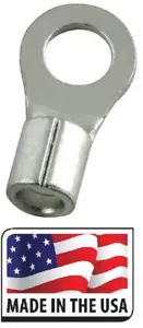 (100) 12-10 NON-INSULATED #10 RING TERMINAL CONNECTOR UNINSULATED Made In USA - Picture 1 of 1