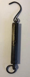 Vintage Spring Balance Hanging Scale  Brass Plate 0-25 lbs. - Picture 1 of 7