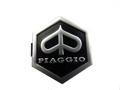 VESPA PIAGGIO HORNCAST HEXAGONAL BADGE PX EFL T5 PLASTIC BLACK NEW - Image 1 of 3