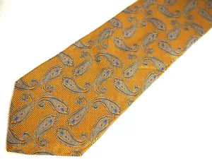 T. Harris Herren Krawatte Krawatte Gold Blau Paisley 100% Seide 59" Karriere - Bild 1 von 4