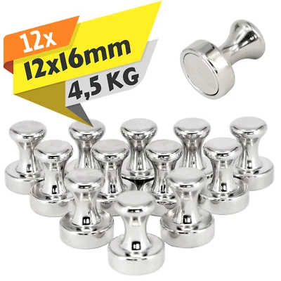 MVT MAGNETE 12 Neodym Pinnwand Magnet 4,5KG Stark Kegelmagnet Pin Kühlschrank Kegel Magnete