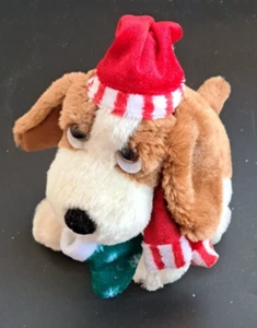 Walmart 7 Zoll Weihnachten Welpe Hund Strumpf Schal Mütze Stofftier Plüschtier - Bild 1 von 11