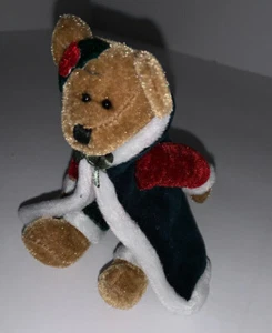 Small Stuffed 4 1/2" Bear Ornament w/Christmas Coat & Bow BEARINGTON COLLECTION - Bild 1 von 9
