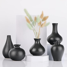 Black Mini Bud Vase Set of 5 Small Black Ceramic Vases for Centerpieces Farmh