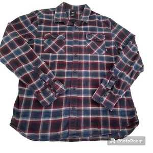 Vans Men's Large Tailored Fit Flannel Shirt Long Sleeve Chest Pocket Blue Plaid - Picture 1 of 4