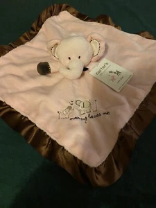 NWT Carter’s Vtg Little Collection Girls Pink & Brown Elephant Security Blanket - Picture 1 of 6