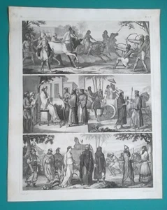 KOSTÜM von Lybien Ägypten China Assyrien Medes Persien - 1844 antiker Druck  - Bild 1 von 2