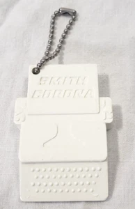 Vintage Smith Corona Typewriter Keychain tag white plastic advertising RARE! - Picture 1 of 6