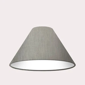 Pantalla Gris Medio Texturizada 100% Lino Cónica Coolie Pantalla de Luz - Imagen 1 de 5