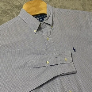 Ralph Lauren Shirt Mens Blue Blake XL Gingham Check Button Down Long Sleeve - Picture 1 of 6
