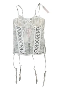 Victoria’s Secret Fleur Wicked Corset With Garter Small Ivory NWT - Picture 1 of 13