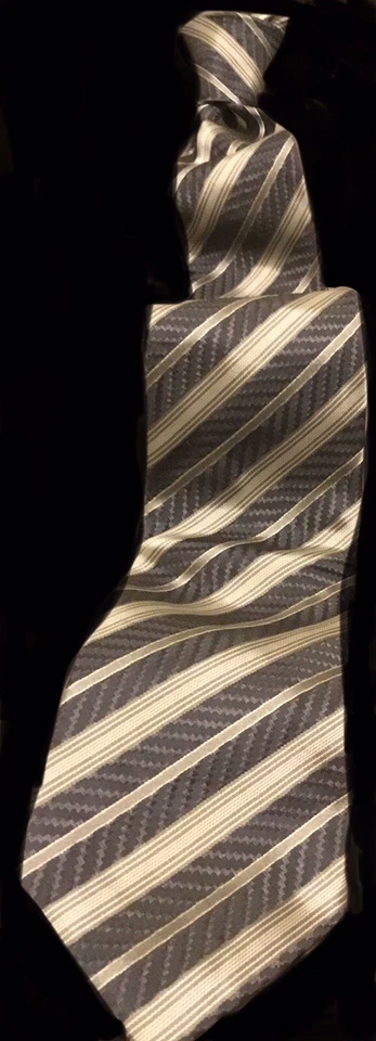 Corbata Z ZEGNA dorada, gris, rayas bronce 100 % seda 3”w hecha en Italia sin estado Foto 1 de 4